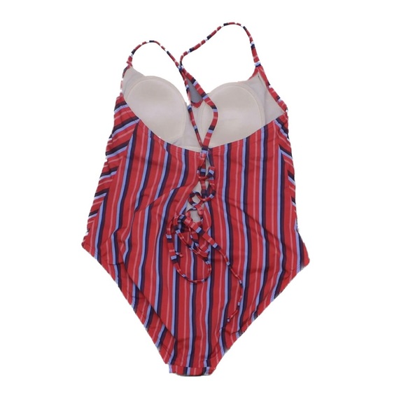 Adorable one-piece swimsuit with flattering vertical stripes! - Picture 2 of 4